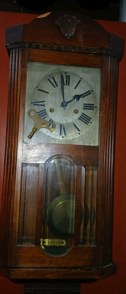 vintage HAC wall clock working - for spares - 24 inches x 14 inches x 5" - Image 2 of 4