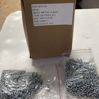 10000 pcs #2 X 1/4'' Sheet Metal Screws Pan Phillips Type AB
