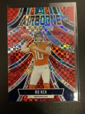 Bo Nix Airborne Red Plaid Xfractor Prizm RC 2024 Panini Rookies & Stars Broncos