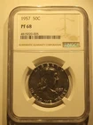 1957 Franklin Silver Half Dollar 50c NGC PR-68 Proof Top End Gem