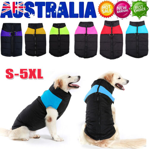 Large Dog jacket padded waterproof Pet Clothes Warm windbreaker Vest Coat Winter - Picture 1 of 22