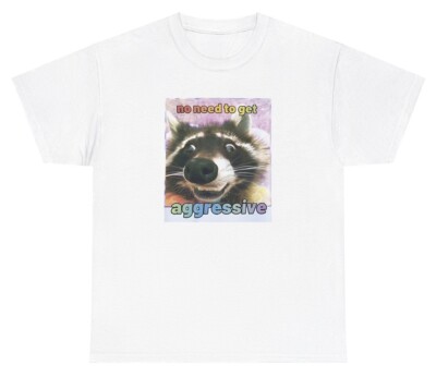 No Need To Get Aggressive Racoon T Shirt Funny Animal Lover Ironic Humor Tee