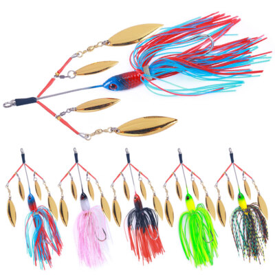 5PCS Spinnerbait Fishing Lure Buzzbait 22.6g Blade Bait Spoon Rubber Skirt Bass