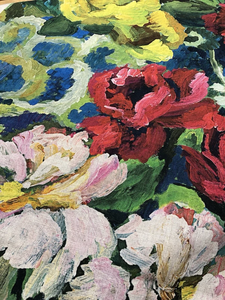 2 yards Designers Guild Tapestry Flower Vintage Green Linen Fabric - Image 2 of 4