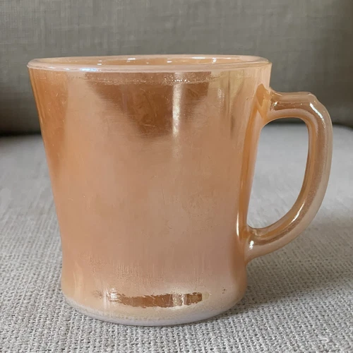 Fire King Anchor Hocking Peach Lusterware D Handle Coffee Cup / Mug