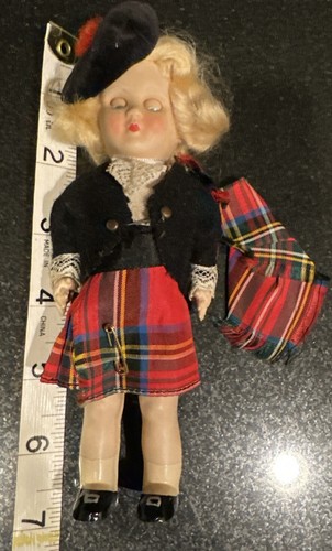 Vintage Roddy Doll Made in England Black Hat & Jacket & Plaid Bottom Sleep Eyes - Picture 5 of 5