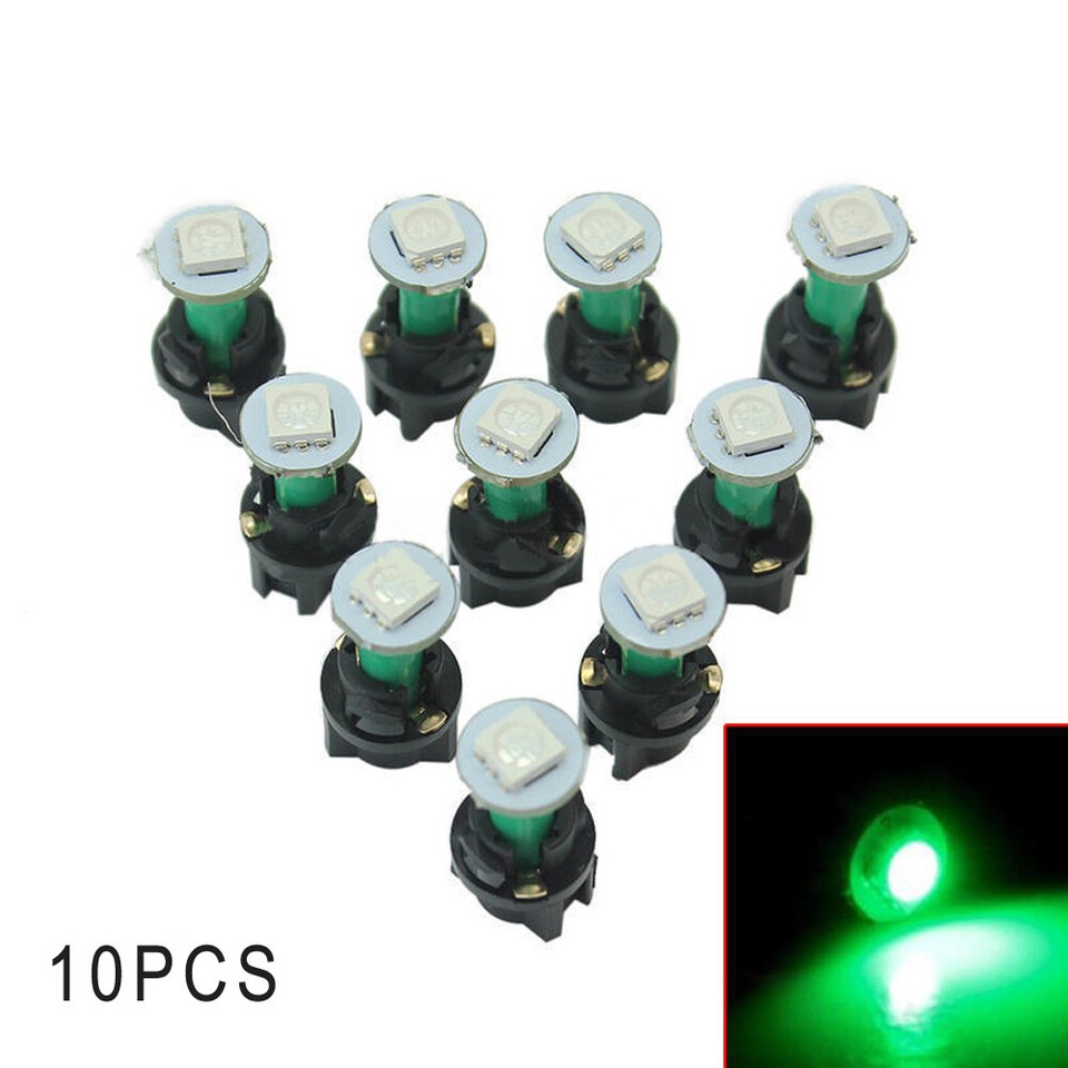 10x T5 Green Car Instrument Panel Cluster LED Dash Light Bulb W/ Twist