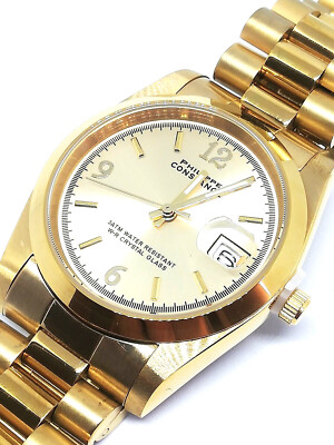 Montre Homme Femme Philippe Constance Métal Doré Gold Pile Quartz