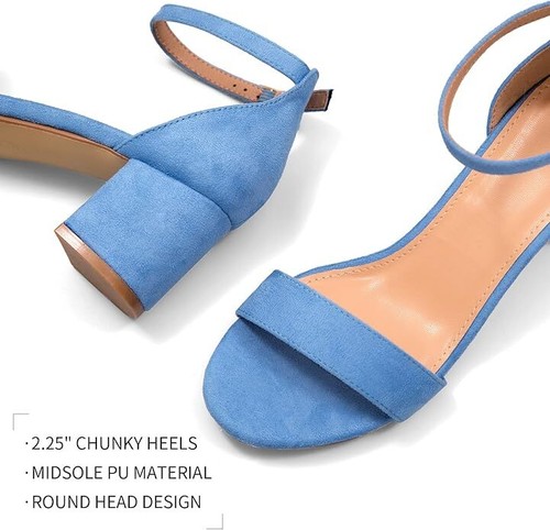 Zapatos de salón MySoft para mujer punta abierta con correa ajustable para el tobillo y tacón bloque - Imagen 8 de 12
