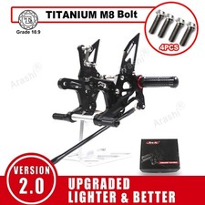 For Kawasaki ZX-10R Ninja 2011-2015 Rearsets Footrest Foot Pegs + Titanium Bolts