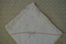 Little Me Floral Baby Blanket Pink White Green Bow Flowers Security Lovey