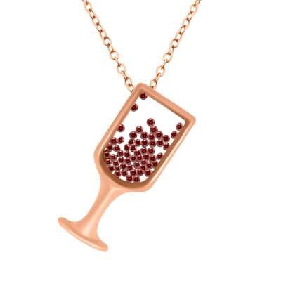 Gems Garnet Champagne Glass Pendant, 14K Rose Gold | eBay
