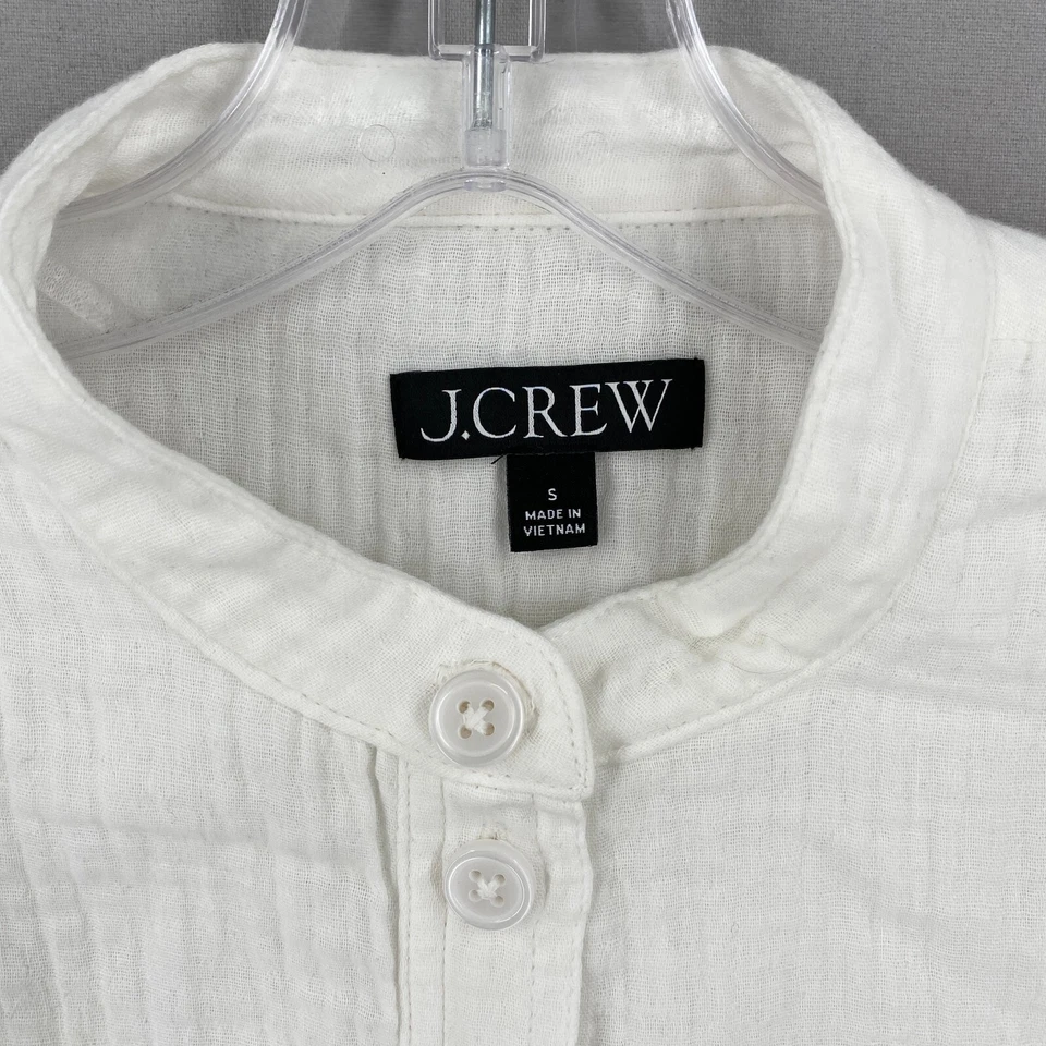 J.Crew Fresco Top In Soft Gauze For Women Size Small White Long Sleeve Boho EUC - Image 3 of 4