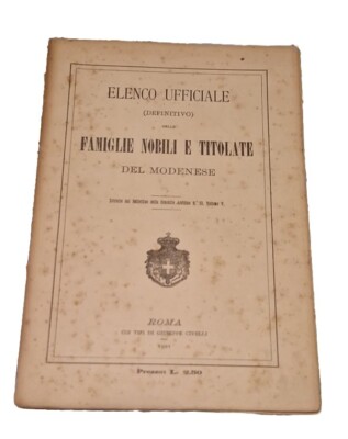 Offizielle Liste Adels- und Titelfamilien aus Modena - Heraldische Konsultation...