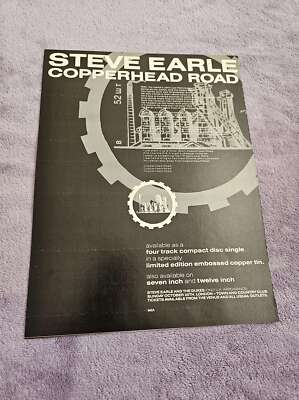 FPOT336 MAGAZINE ADVERT 12X9'' STEVE EARLE : COPPERHEAD ROAD