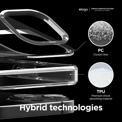 elago Compatible with iPhone 13 Case - Hybrid Clear Case 6.1 Inch - PC + TPU 