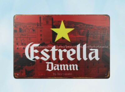  home interior sale Estrella Damm lager beer metal tin sign