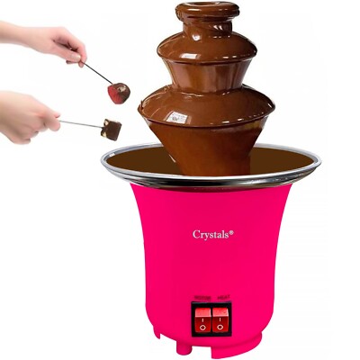 Fondue 3 Etagen Schokoladenbrunnen Rosa Party Edelstahl Geschmolzene Schokolade
