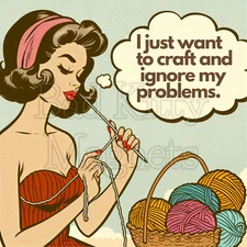 Retro woman crochet crafting funny High Quality Metal Magnet 4x4 inches 314