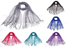 64" Wide Confetti Spring Summer Scarf Knit Plain Solid Color Fringe Fashion Cool