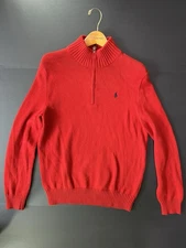 Polo Ralph Lauren Quarter Zip Rare Crimson Red Pullover Sweater - S - w/ Hanger