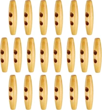 20Pcs Wooden Toggle Buttons 60Mm / 2.4" Wood Olive Sewing Buttons 2-Hole Wood Ho