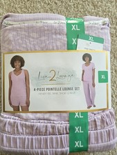 Live 2 Lounge Women  s 4-Piece Pointelle Lounge Set, Purple, Size XL