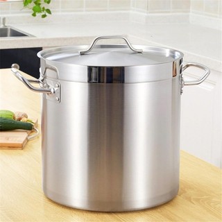 Stock Pot with Fitted Lid For Auction Stainless Steel Brushed Silver 36L