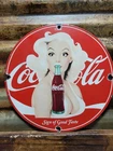 VINTAGE COCA-COLA PORCELAIN SIGN OLD 1951 MARILYN MONROE COKE SODA BEVERAGE 12"
