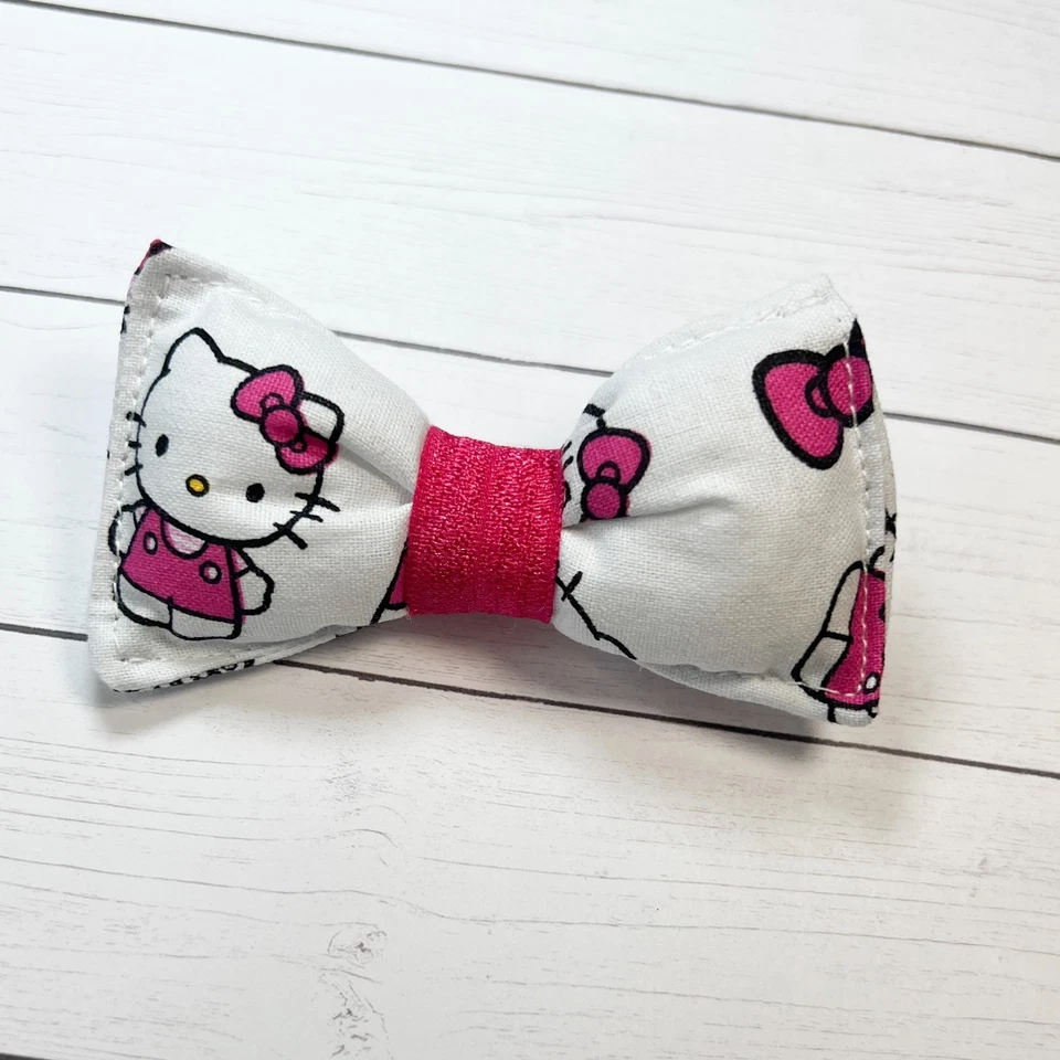 Small white pink Puffy Hello Kitty Hairbow with clip and headband - HAIR001 - Image 3 of 4