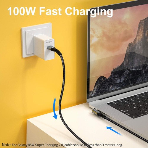 1.8m Nylon Braided USB-C Cable: Fast 100W Charge & Video Quality - Picture 5 of 8