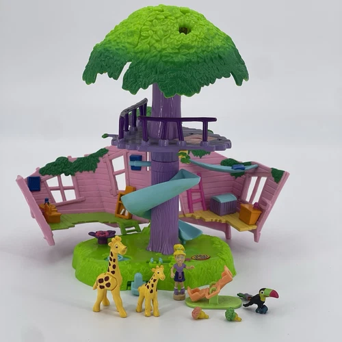 2000 Mattel  Polly pocket jungle pets  Treehouse Playset W/ Animals & Accessorie
