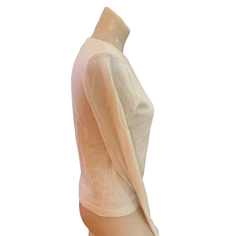 Spenser Jeremy Cream Fitted Ribbed Long Sleeve Sweater, Angora Cotton Blend - Image 4 of 4