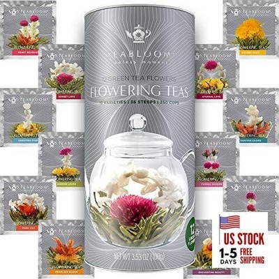  Flowering Tea - 12 Unique Varieties of Fresh Blooming Tea Flowers - 12 Count
