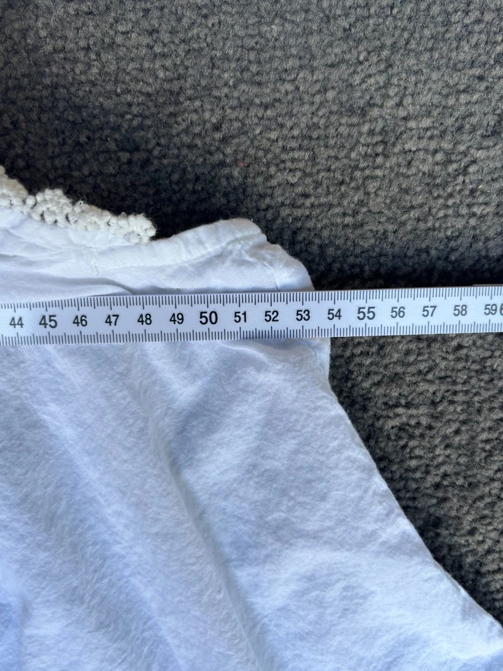 Camiseta sin mangas de mezclilla de diseño Asos para mujer talla 8 blanca 100 % algodón con ribete de encaje pulóver Foto 2 de 4