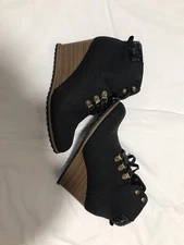 Nautica Gavina Women's Fur Lined Wedge Ankle Bootie Size 9 Black Casual.