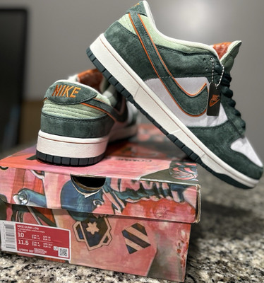 Nike Dunk Low Green/White Suede Colorblock Men's Skateboarding Sneakers - New