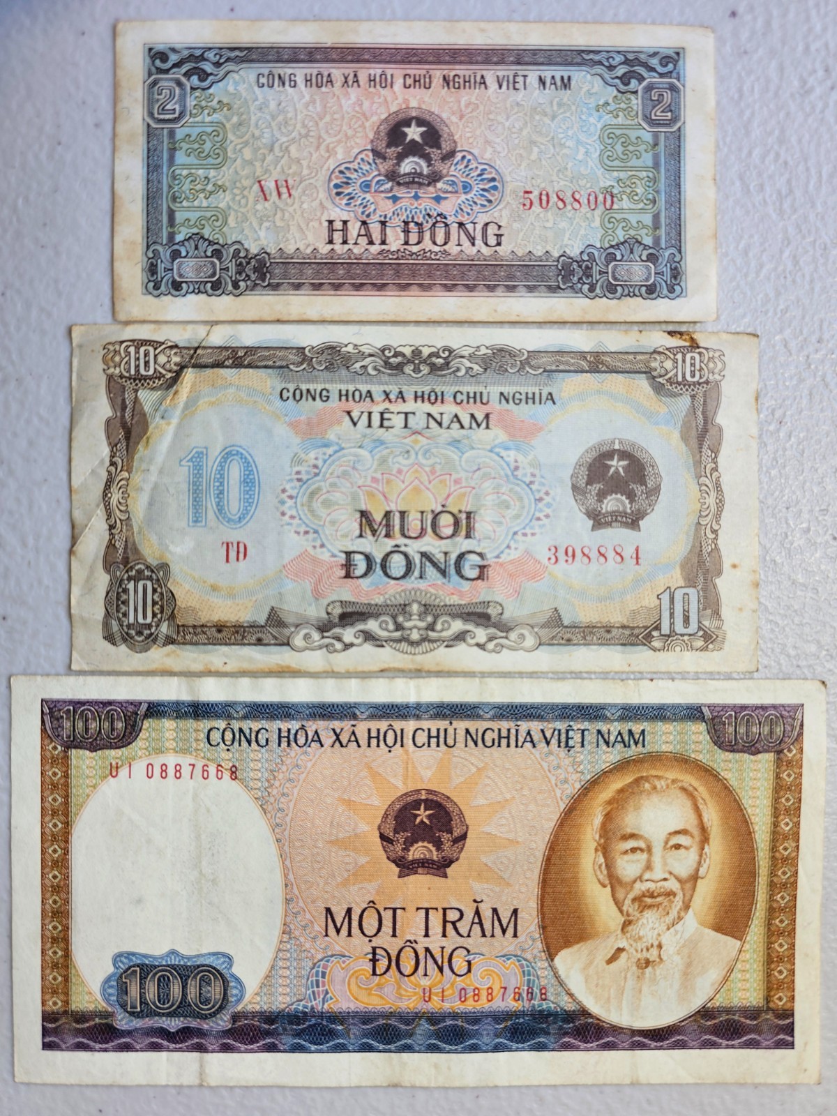 Vietnam 2 to 100 Dong 1980, Set of 3