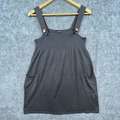 Nice Claup One After Another Dress Womens Medium Grey Knit Jumper Pinafore