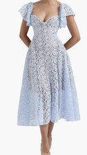 Austen lace flutter sleeves midi dress 