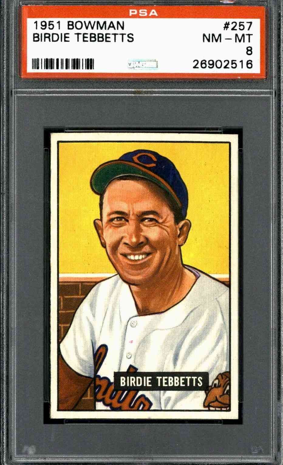 1951 Bowman #257 Birdie Tebbetts - PSA 8