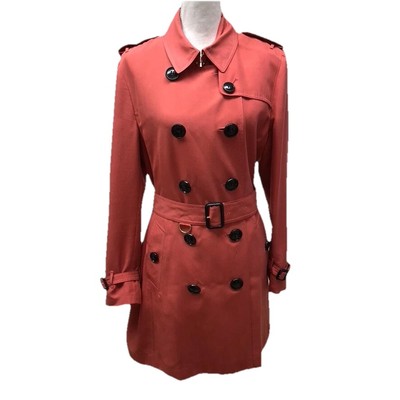 Burberry Kensington Pink Silk Trench Coat Womens 14 Double - Main Image