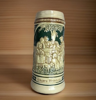 Vintage Beer Stein Western Germany 3D Outdoor Scene Jagers Heimkehr Hunter