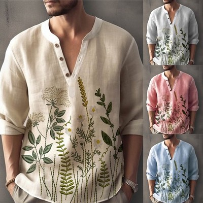 Comfy Fashion Mens Shirt Blouse Solid Summer Tops Beach Button Down Casual Tee