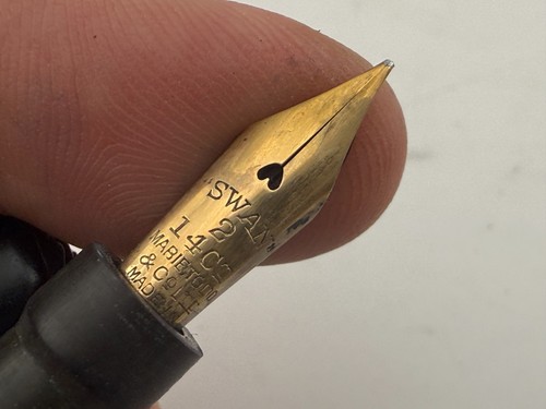 Rare Vintage Mabie Todd Swan Self Filling Fountain Pen - Black & Chrome 14ct Nib - Picture 9 of 14