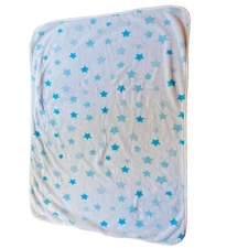 HTF Carters Blue Star Blanket Fleece Style Back 30" by 38" Security Lovey Baby