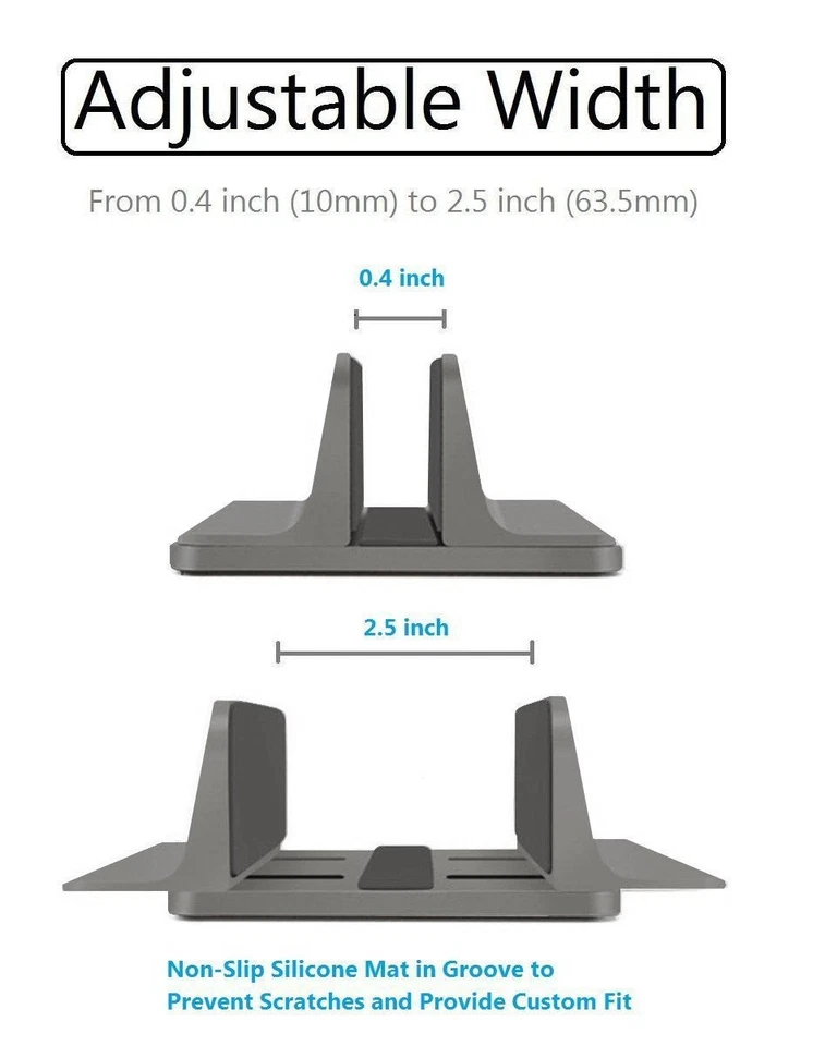 Vertical Laptop Stand [Adjustable] Desktop Aluminum Compact Fit All Sizes  Gray - Image 3 of 4