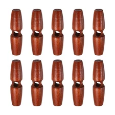 10pcs Wooden Toggle Buttons 55mm Single Hole Olive Sewing Button, Red Coffee