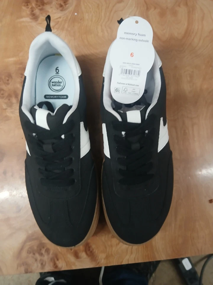 Zapatillas de plataforma Wonder Nation nuevas con etiquetas para niña talla 6 blanco y negro Foto 2 de 4