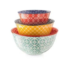 DOWAN Mixing Bowls, Ceramic Mixing Bowls for Kitchen, Colorful Vibrant Nestin...
